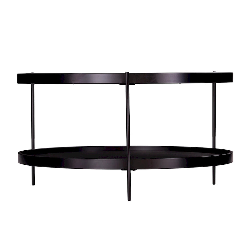 Table basse Century Modern à deux niveaux en grain de bois rond
