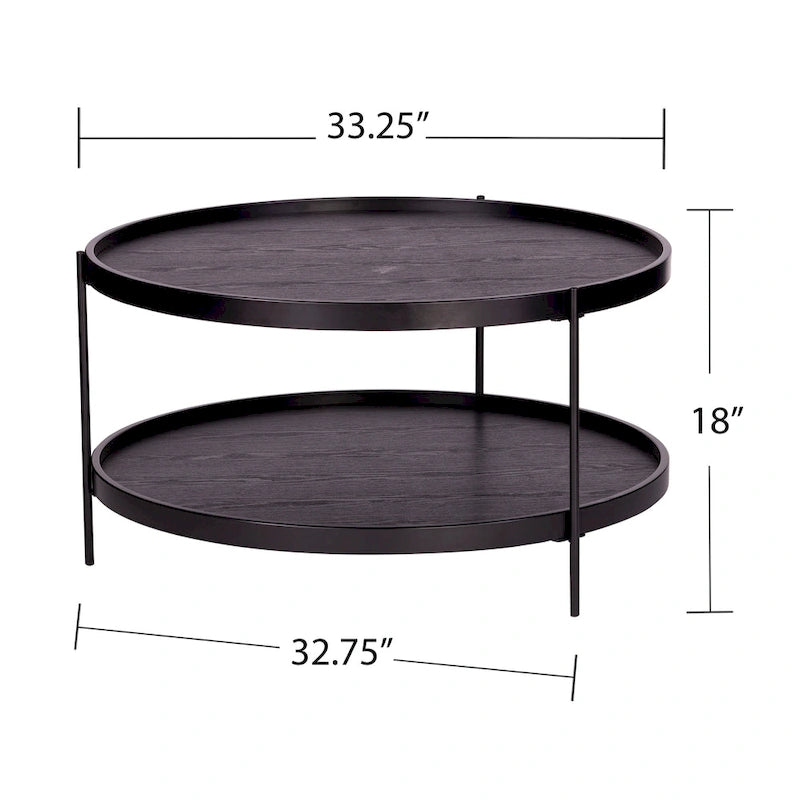 Table basse Century Modern à deux niveaux en grain de bois rond