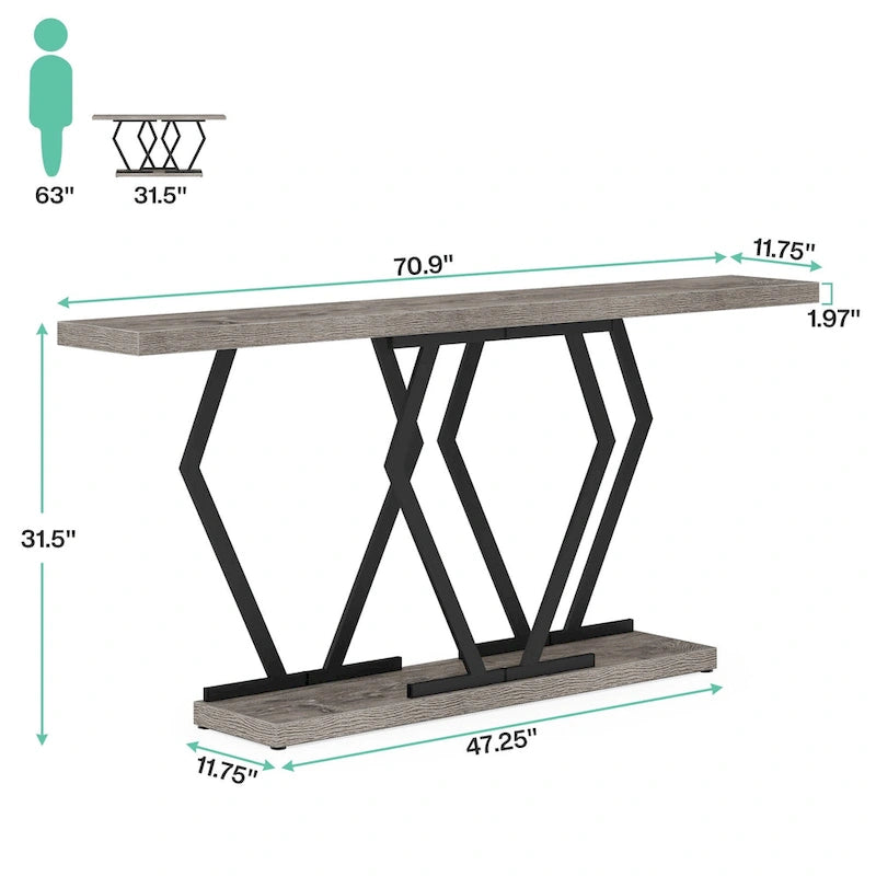 Longue table console pour entrée, tables d'appoint de couloir
