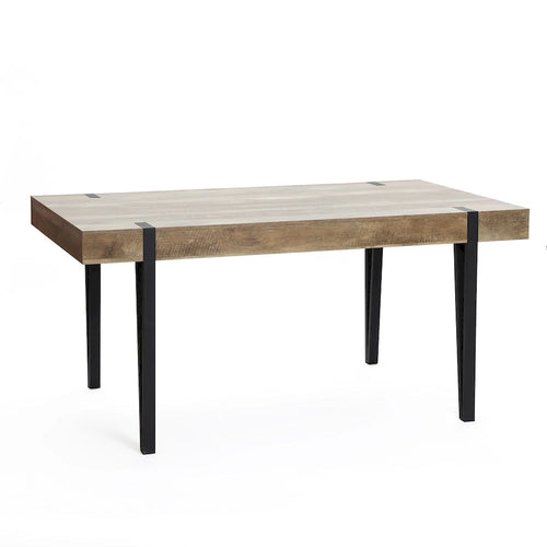 Oak Finish Manufactured Wood 6-Person Dining Table with Black Metal Legs - 30 H x 63 W x 35.5 D