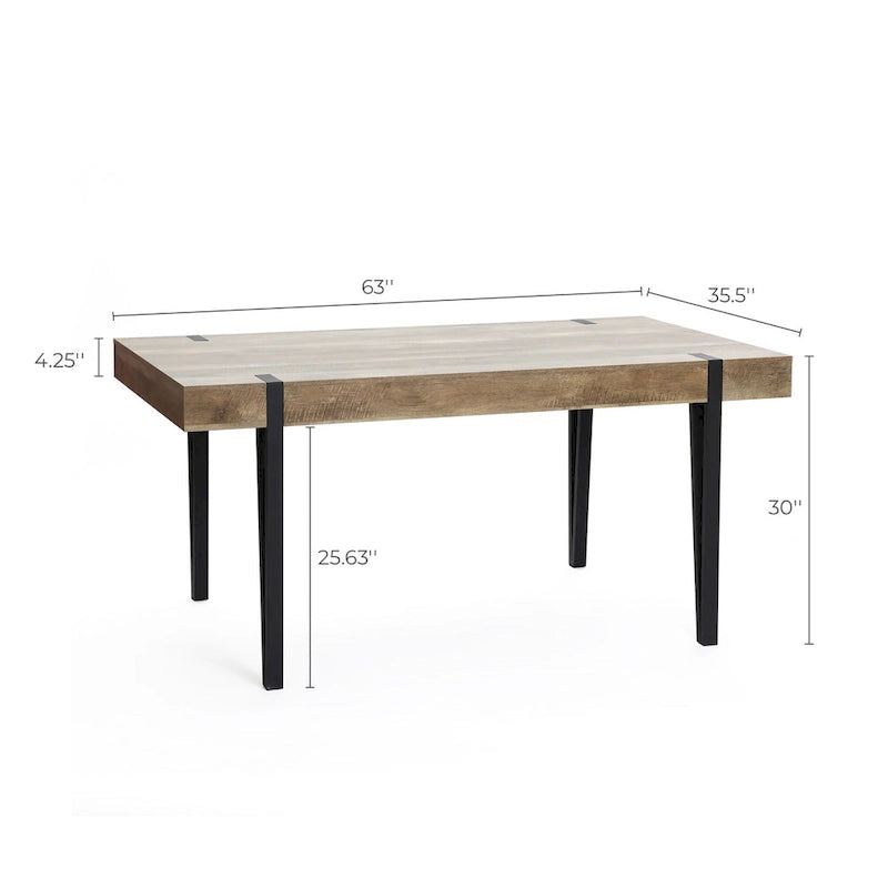 Table à manger 6 places avec pieds en métal noir