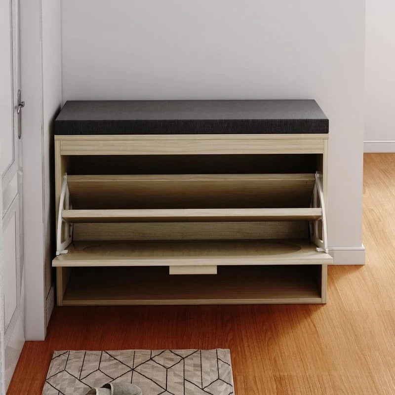 Banc à chaussures en rotin pour entrée