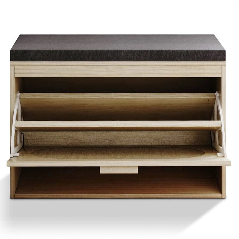 Banc à chaussures en rotin pour entrée