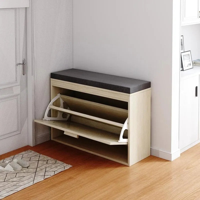 Banc à chaussures en rotin pour entrée