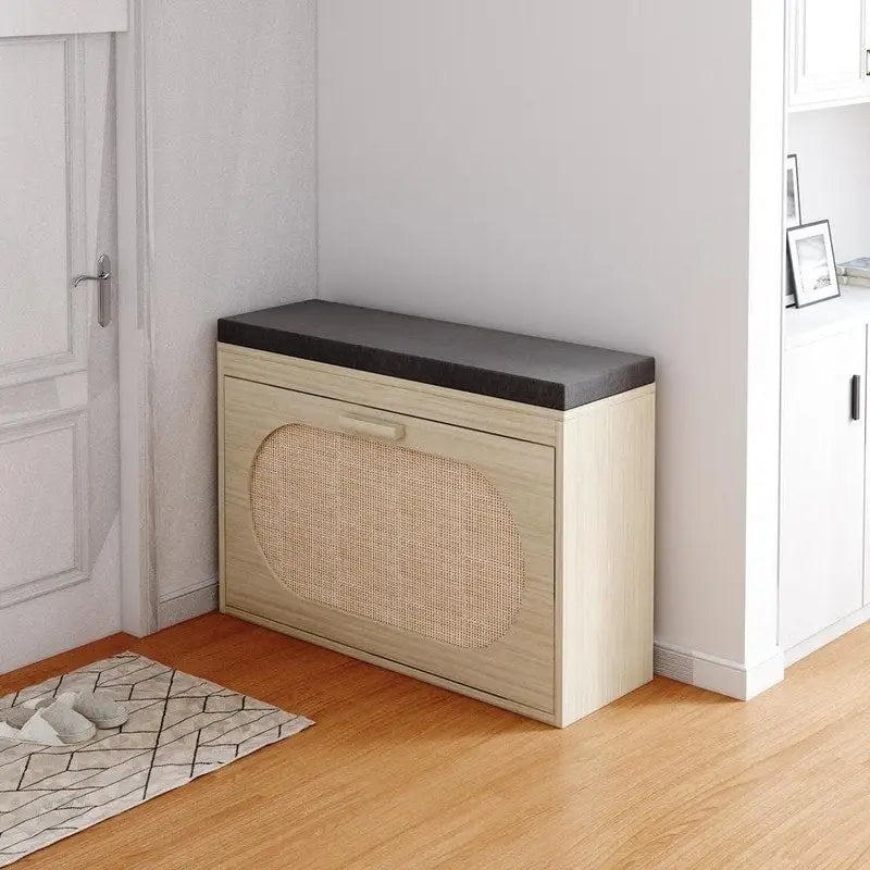 Banc à chaussures en rotin pour entrée