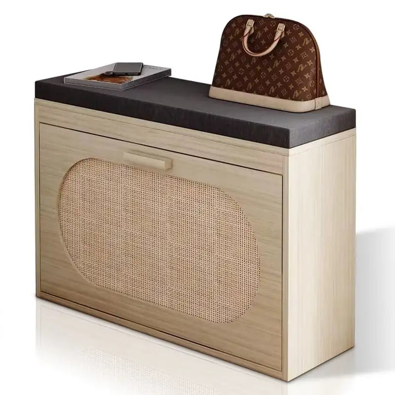 Banc à chaussures en rotin pour entrée