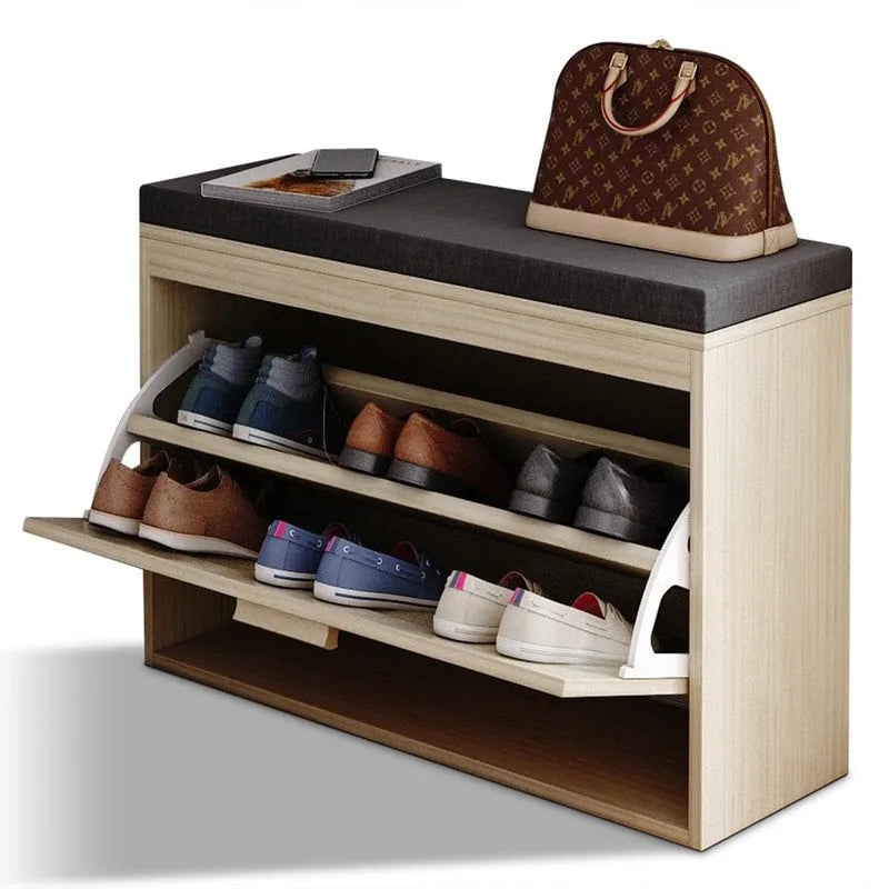 Banc à chaussures en rotin pour entrée