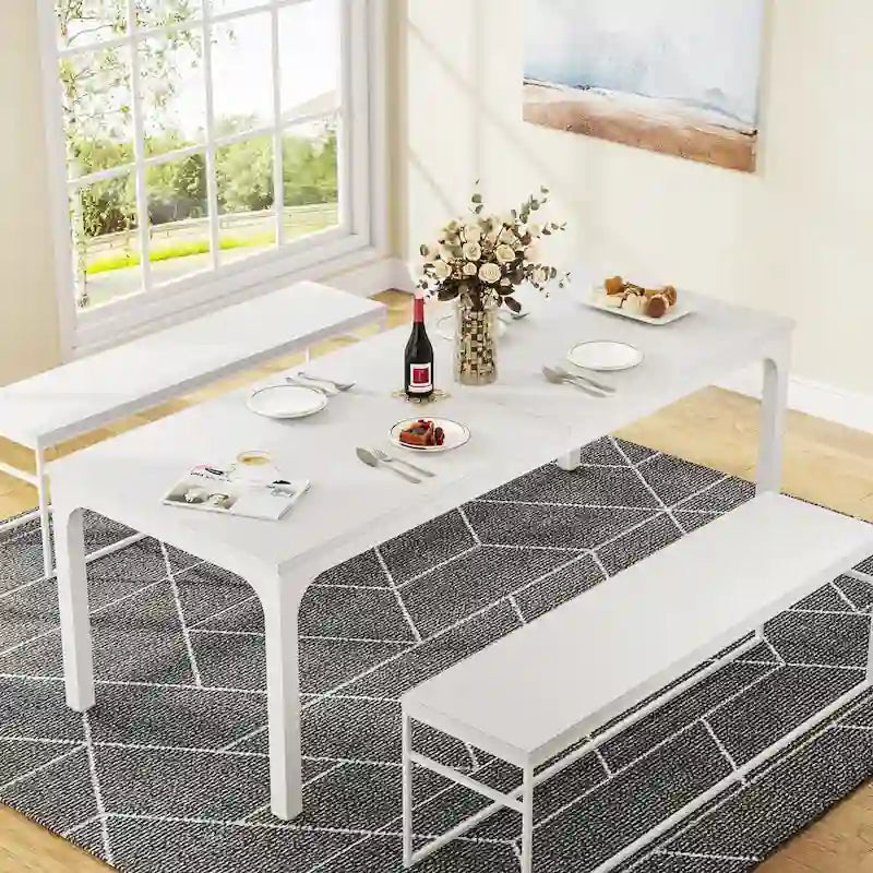 Table à manger rectangulaire avec rallonge
