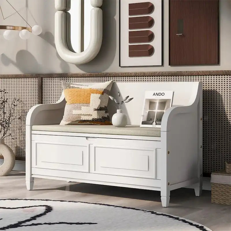 Merax 42 Rustic Style Solid wood Entryway Multifunctional Storage Bench