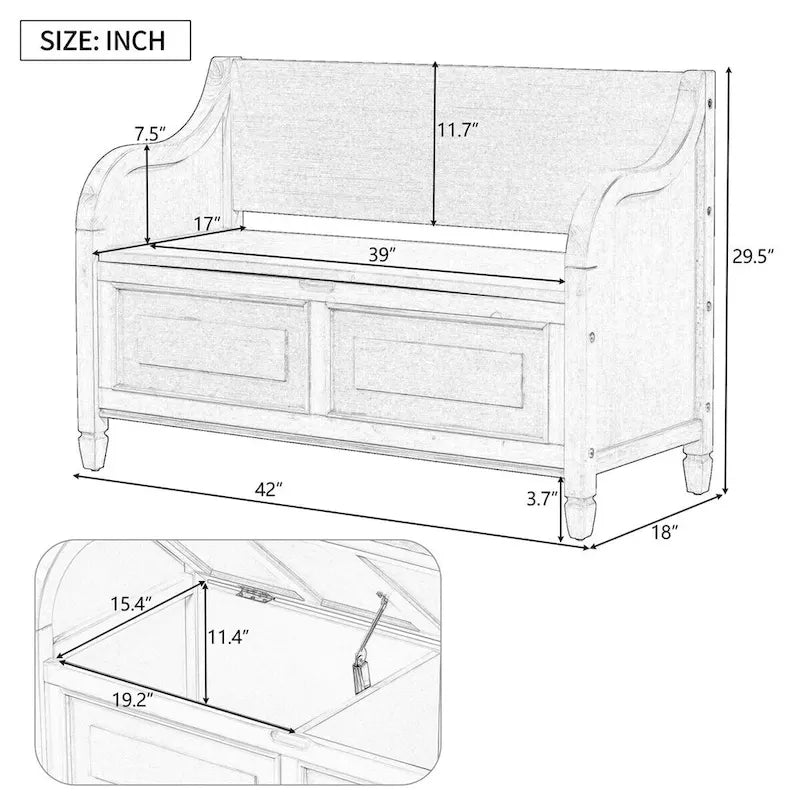 Meuble de rangement multifonctionnel en bois massif pour entrée