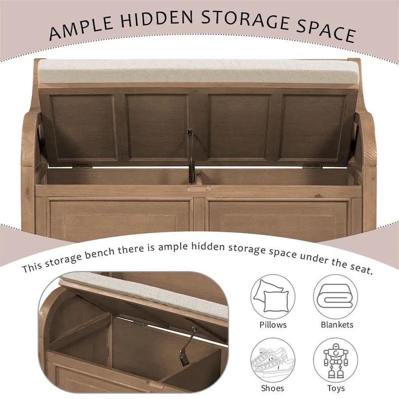 Meuble de rangement multifonctionnel en bois massif pour entrée