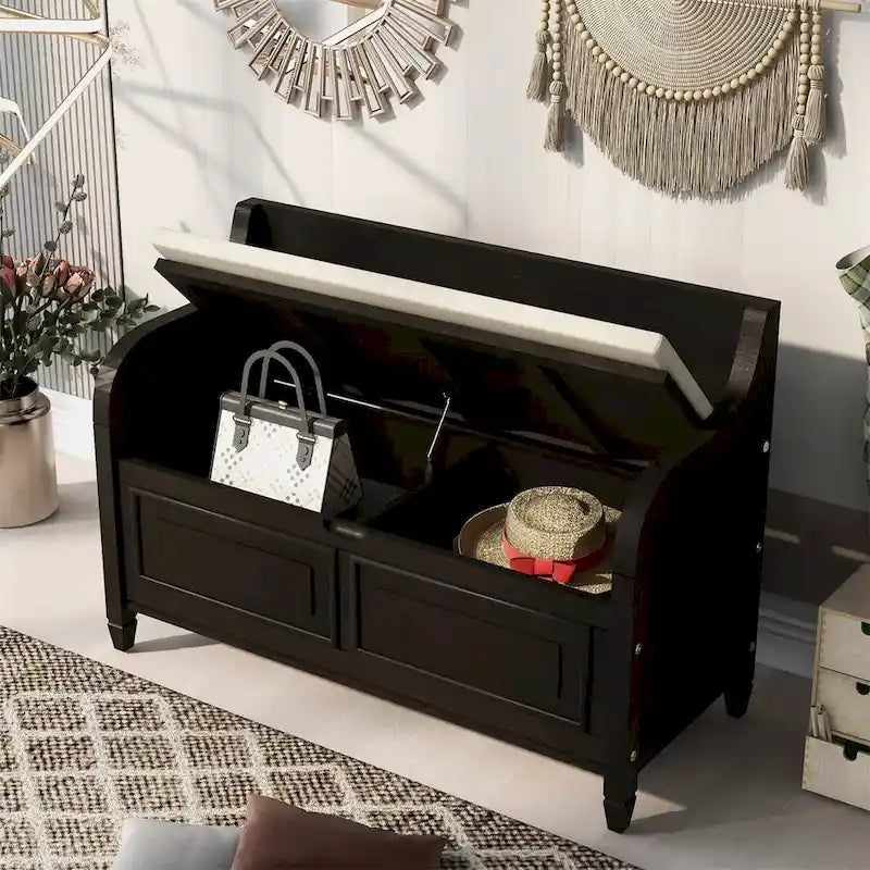 Meuble de rangement multifonctionnel en bois massif pour entrée