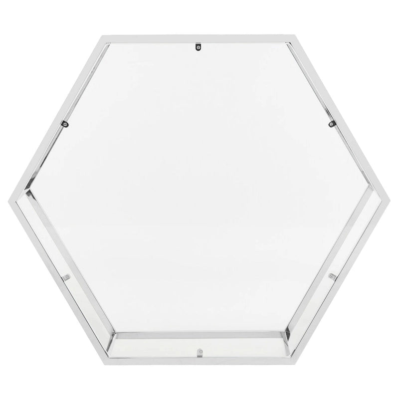 Table basse hexagonale en verre chromé