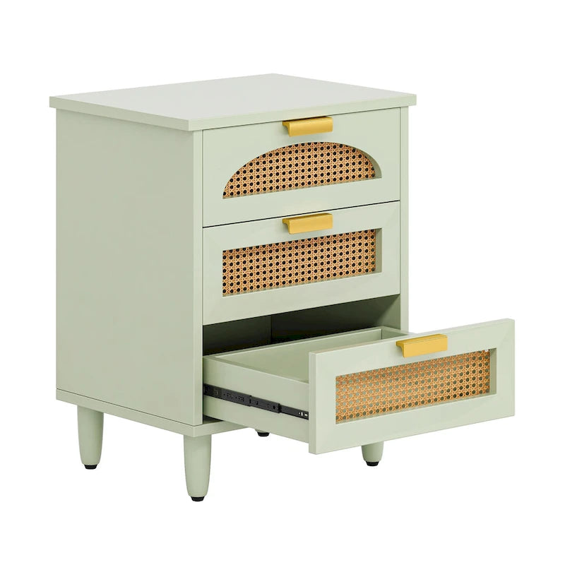 Table de chevet en bois/rotin