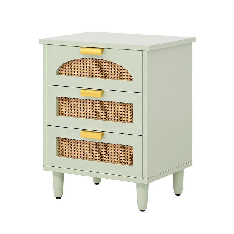 Table de chevet en bois/rotin