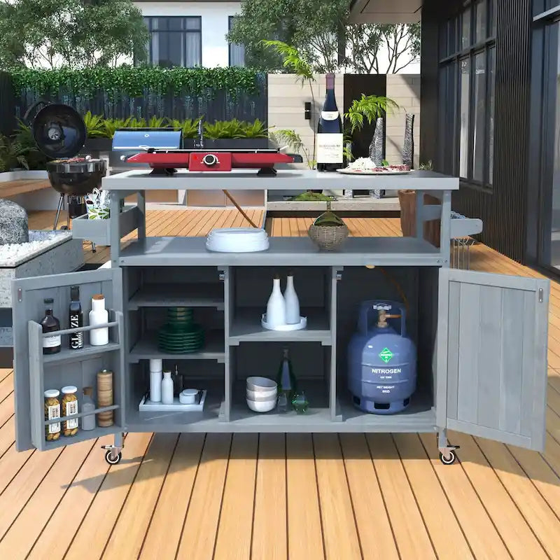 Meuble barbecue extérieur en bois