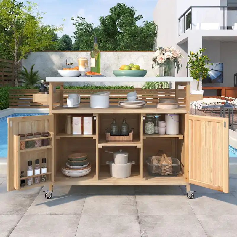 Meuble barbecue extérieur en bois