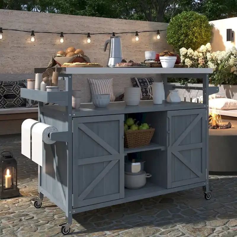 Meuble barbecue extérieur en bois
