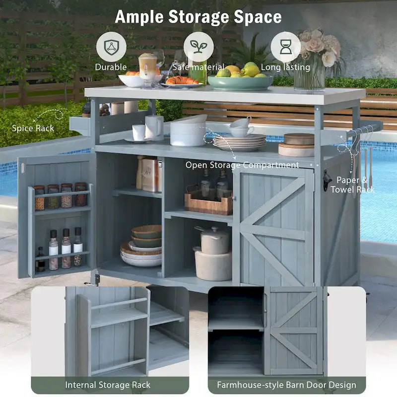 Meuble barbecue extérieur en bois