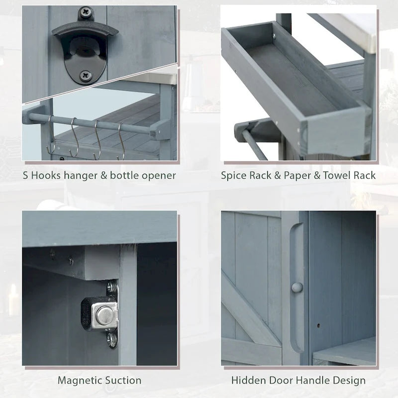 Meuble barbecue extérieur en bois