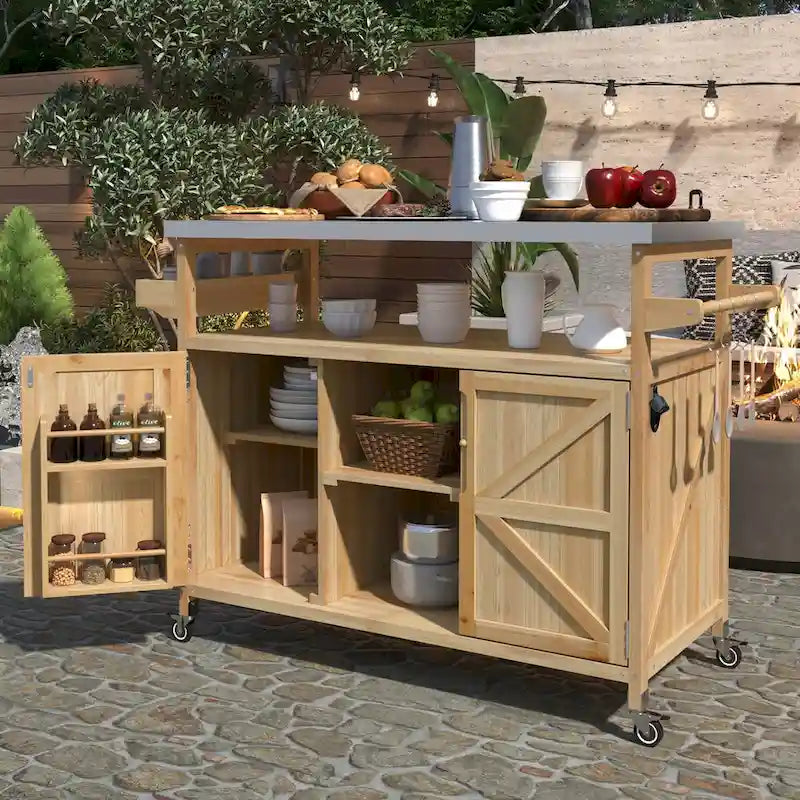 Meuble barbecue extérieur en bois