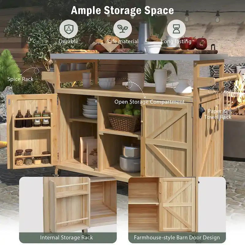 Meuble barbecue extérieur en bois