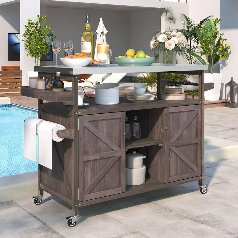 Meuble barbecue extérieur en bois