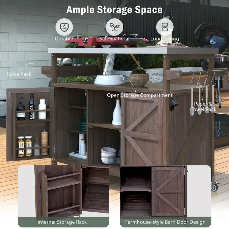 Meuble barbecue extérieur en bois