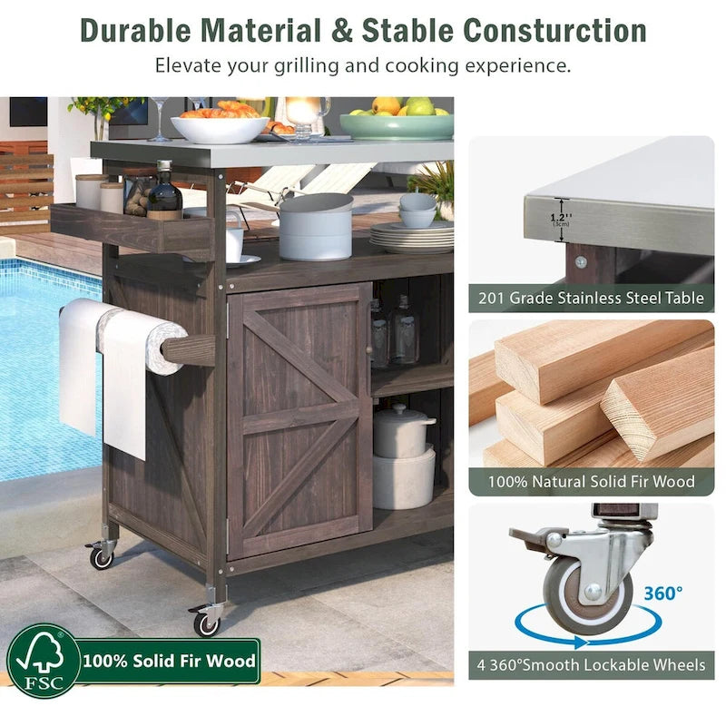 Meuble barbecue extérieur en bois