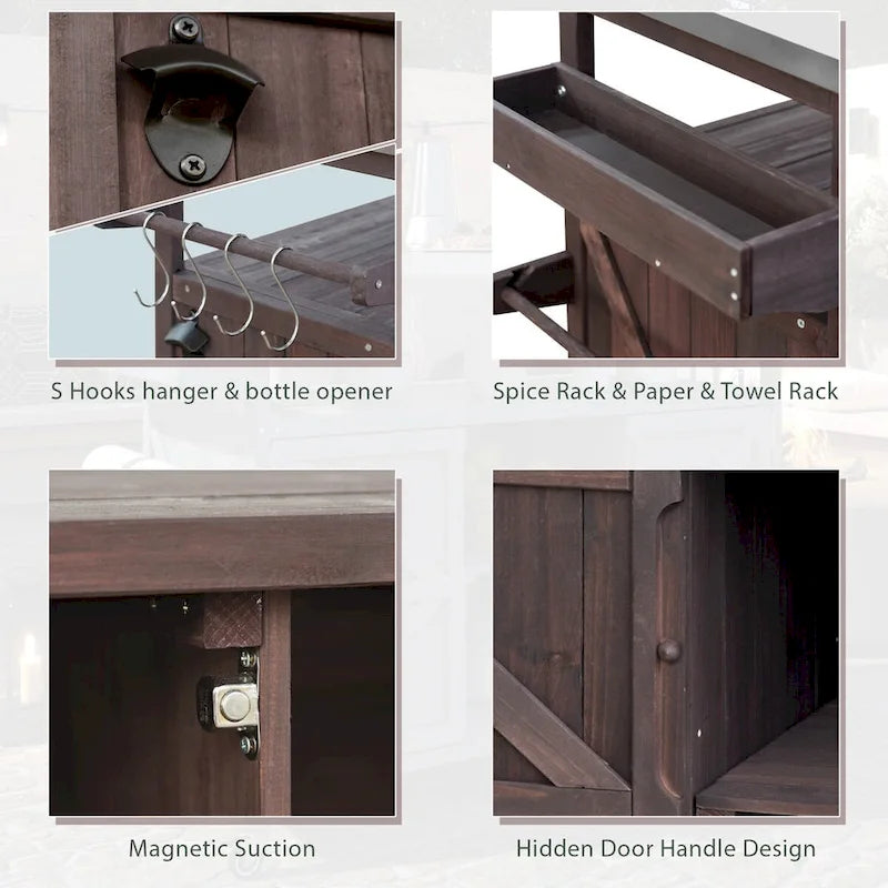 Meuble barbecue extérieur en bois