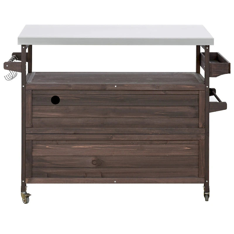 Meuble barbecue extérieur en bois