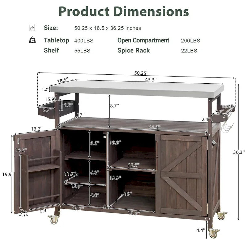 Meuble barbecue extérieur en bois
