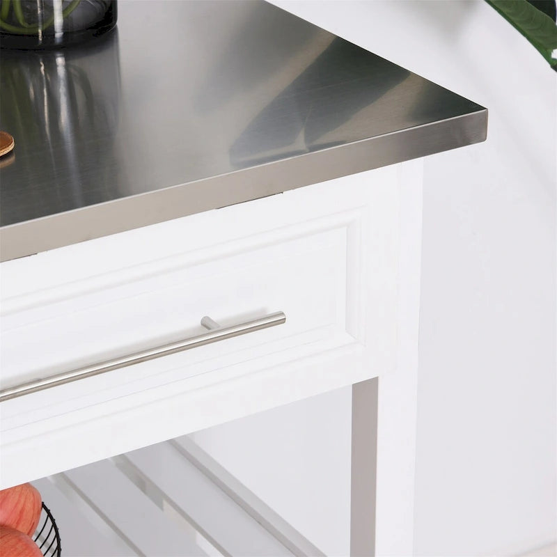 Îlot de cuisine avec plateau en acier inoxydable