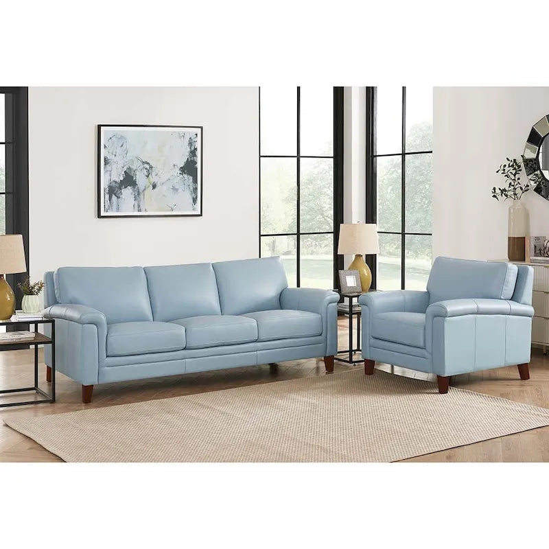 Canapé et fauteuil en cuir pleine fleur