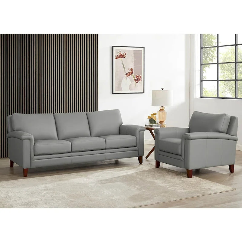 Canapé et fauteuil en cuir pleine fleur