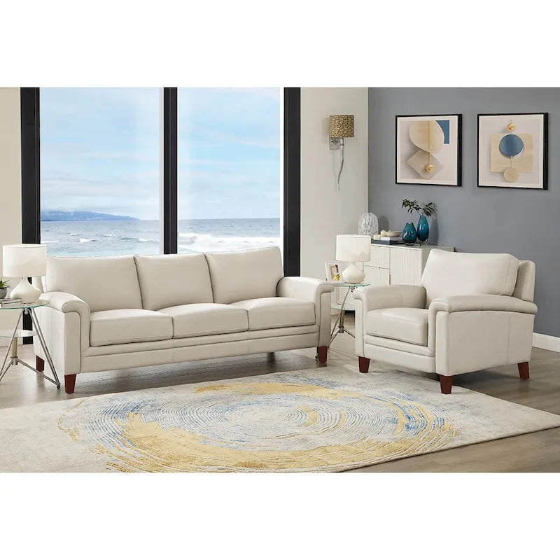 Canapé et fauteuil en cuir pleine fleur