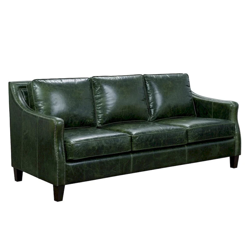 Canapé, causeuse et fauteuil en cuir pleine fleur vert