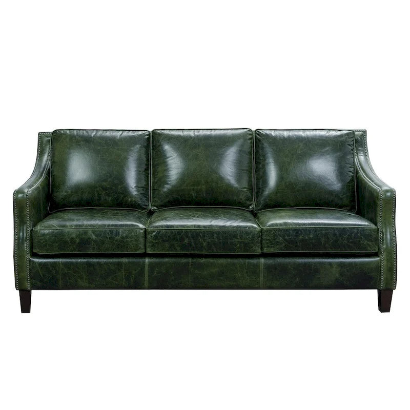 Canapé, causeuse et fauteuil en cuir pleine fleur vert
