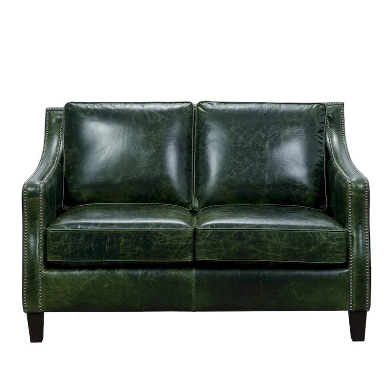 Canapé, causeuse et fauteuil en cuir pleine fleur vert