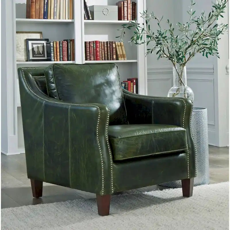Canapé, causeuse et fauteuil en cuir pleine fleur vert