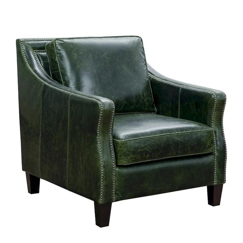 Canapé, causeuse et fauteuil en cuir pleine fleur vert