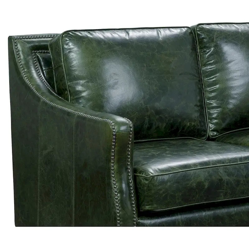 Canapé, causeuse et fauteuil en cuir pleine fleur vert
