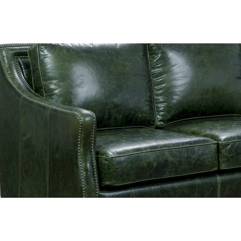 Canapé, causeuse et fauteuil en cuir pleine fleur vert