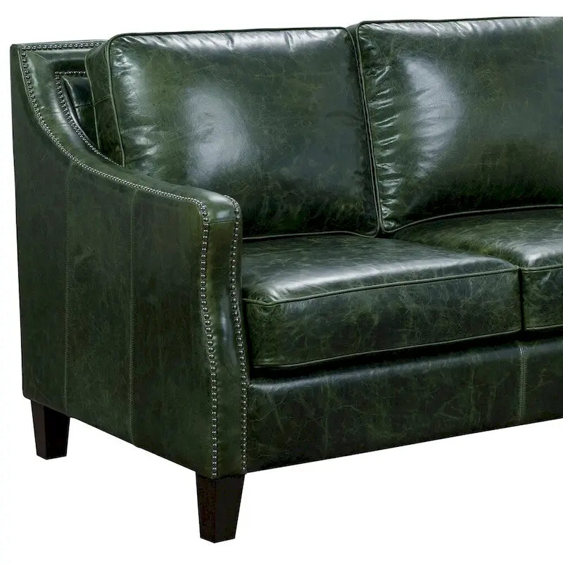 Canapé, causeuse et fauteuil en cuir pleine fleur vert