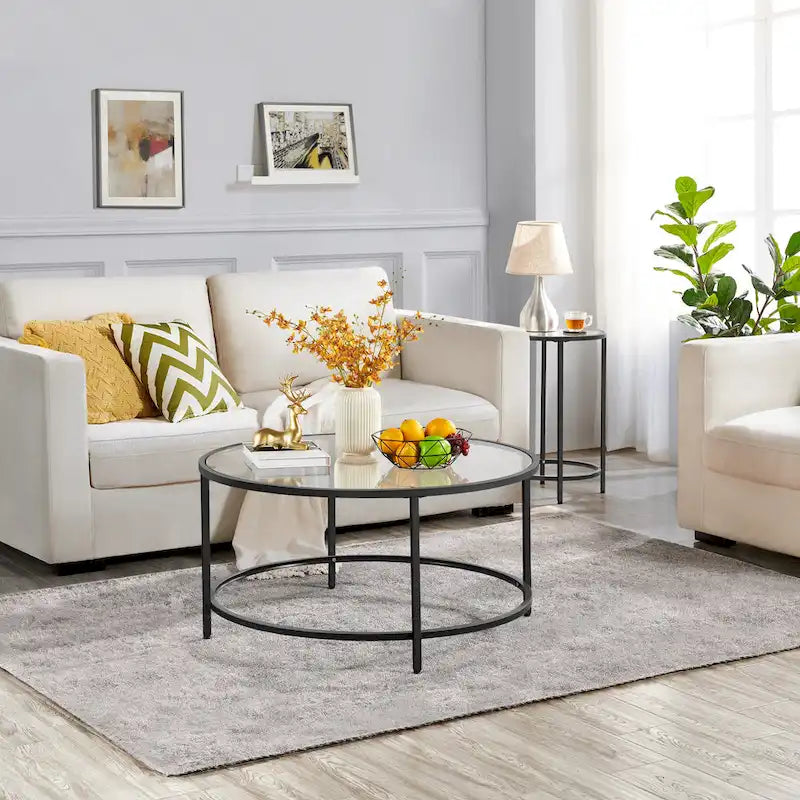 Table basse ronde en verre