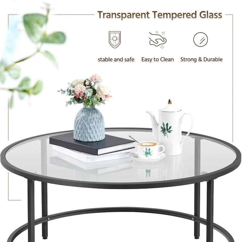 Table basse ronde en verre