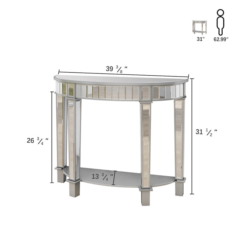 Console miroir circulaire incurvée avec étagère