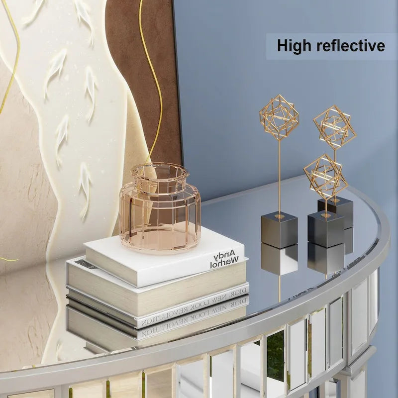 Console miroir circulaire incurvée avec étagère