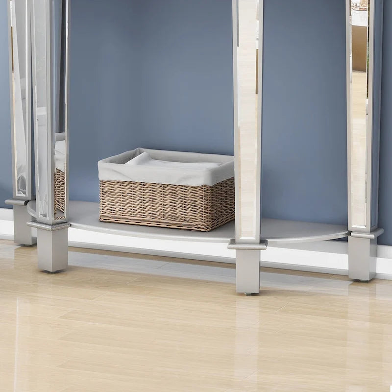 Console miroir circulaire incurvée avec étagère