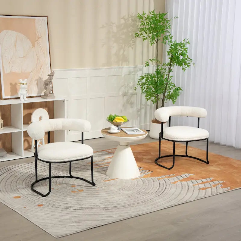 Chaises de salle à manger en bouclé, style milieu de siècle